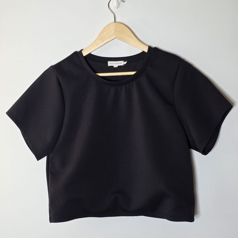 Good American Women's Black scuba Short-Sleeve Crop Top 2XL Excellent Condition